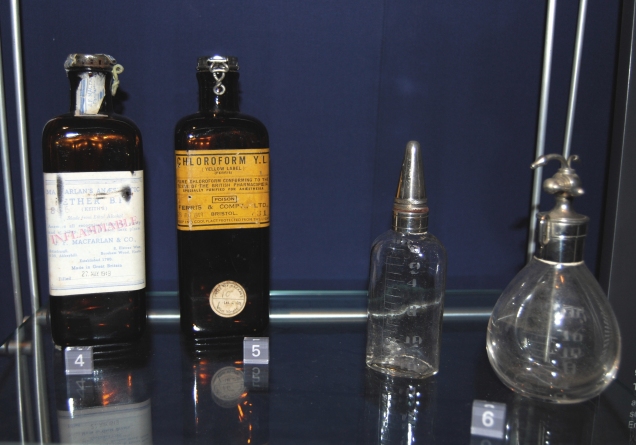 ether cloroform and drop bottles